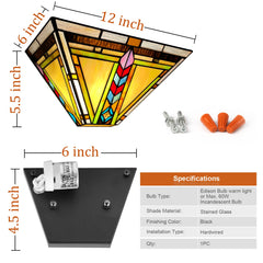 Thatyears Tiffany Style Wall Sconce Lamp 12 Inches Stained Glass Mission Tiffany Sconces Wall Lighting for Living Room Bedroom Corridor Hallway
