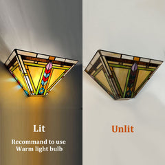 Thatyears Tiffany Style Wall Sconce Lamp 12 Inches Stained Glass Mission Tiffany Sconces Wall Lighting for Living Room Bedroom Corridor Hallway