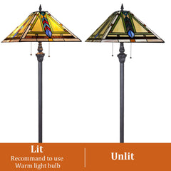 Thatyears Tiffany Floor Lamps-Stained Glass Tiffany Style Floor Lamps for Living Room-16 Decor Standing Tiffany Mission Reading Lamps with 65 Antique Pole for Corner Bedroom Home Office
