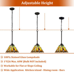 Thatyears Tiffany Pendant Lights Fixtures, Mini Antique Firecracker Style Stained Glass Hanging Lamp for Kitchen Island,Dining Room,Hallway Bars