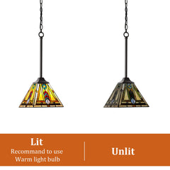 Thatyears Tiffany Pendant Lights Fixtures, Mini Antique Firecracker Style Stained Glass Hanging Lamp for Kitchen Island,Dining Room,Hallway Bars