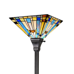 Capulina Tiffany Torchiere Floor Lamp 70 Inches Tall Industrial Pole Green Blue Mission Style Torch Standing Light for Living Room Bedroom Farmhouse Home Office