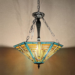 COTOSS Tiffany Pendant Light Fixtures Stained Glass 22 Wide Large Hanging Lamp for Dining Room 3 Lights Antique Style Lighting for Living Room Kitchen Entryway