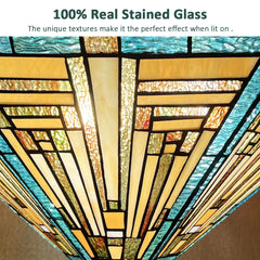 COTOSS Tiffany Pendant Light Fixtures Stained Glass 22 Wide Large Hanging Lamp for Dining Room 3 Lights Antique Style Lighting for Living Room Kitchen Entryway