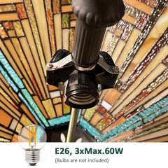 COTOSS Tiffany Pendant Light Fixtures Stained Glass 22 Wide Large Hanging Lamp for Dining Room 3 Lights Antique Style Lighting for Living Room Kitchen Entryway