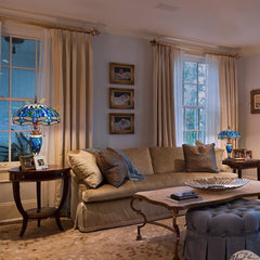 Capulina Tiffany Lamp, Stained Glass Table Lamp 16X16X24 Inches Sea Blue Dragonfly Style Reading Desk Light for Living Room Bedrooms Study Home Office