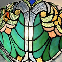 COTOSS Tiffany Wall Sconce Lighting Vintage Style 1 Light Stained Glass Sconces Victorian Sea Green Wall Lamp for Living Room Bedroom Hallway