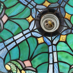 COTOSS Tiffany Reading Floor Lamp,Stained Glass Gooseneck Floor Light for Reading,Antique Style Tall Standing Lamp for Living Room Bedroom and Office