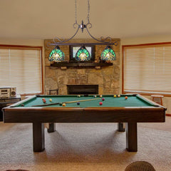 COTOSS Tiffany Pool Table Lights Hanging Chandelier 3 Lights Stained Glass Pendant Lighting Fixtures for Dining Room Kitchen Island Gameroom Bars