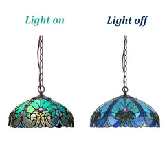 COTOSS Tiffany Pendant Light fixtures Hanging Lamp Stained Glass Light Decor for Dining Living Room Kitchen Island Study Hallway