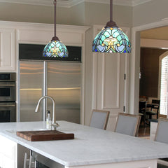 COTOSS Tiffany Pendant Light fixtures Hanging Lamp Stained Glass Light Decor for Dining Living Room Kitchen Island Study Hallway