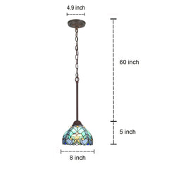 COTOSS Tiffany Pendant Light fixtures Hanging Lamp Stained Glass Light Decor for Dining Living Room Kitchen Island Study Hallway