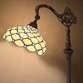 Thatyears Tiffany Floor Lamp White Beads Style Stained Glass Gooseneck Arched Pole Adjustable Corner Standing Reading Light Decor Bedroom Living Room Home Office