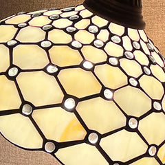 Thatyears Tiffany Floor Lamp White Beads Style Stained Glass Gooseneck Arched Pole Adjustable Corner Standing Reading Light Decor Bedroom Living Room Home Office