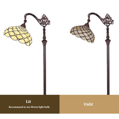 Thatyears Tiffany Floor Lamp White Beads Style Stained Glass Gooseneck Arched Pole Adjustable Corner Standing Reading Light Decor Bedroom Living Room Home Office