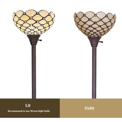 Thatyears Tiffany Torchiere Floor Lamps White Beads Style Stained Glass 12X12X69 Inches Antique Pole Standing Uplight Lamps Decor Living Room Bedroom Home Office