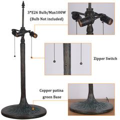 Thatyears Wisteria Tiffany Style Table Lamp – Handcrafted Stained Glass Decorative Lamp for Living Room, Bedroom, Home Office