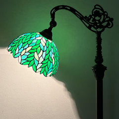 Tiffany Floor Lamp Green Wisteria Gooseneck Stained Glass Reading Light