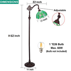 Tiffany Floor Lamp Green Wisteria Gooseneck Stained Glass Reading Light