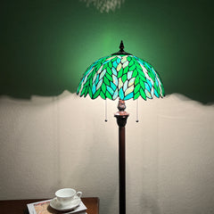 Tiffany Floor Lamp Green Wisteria Stained Glass Style Light for Living Room