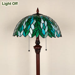 Tiffany Floor Lamp Green Wisteria Stained Glass Style Light for Living Room