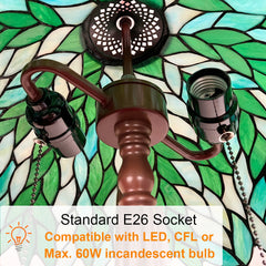 Tiffany Floor Lamp Green Wisteria Stained Glass Style Light for Living Room