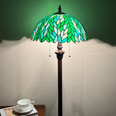 Tiffany Floor Lamp Green Wisteria Stained Glass Style Light for Living Room