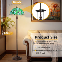Tiffany Floor Lamp Green Wisteria Stained Glass Style Light for Living Room