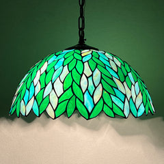 Tiffany Pendant Light Fixtures 16" Green Wisteria Hanging Chain Lamp