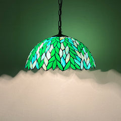 Tiffany Pendant Light Fixtures 16" Green Wisteria Hanging Chain Lamp