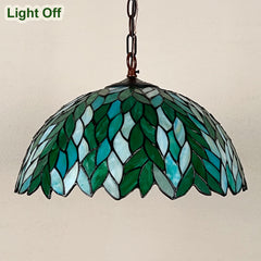 Tiffany Pendant Light Fixtures 16" Green Wisteria Hanging Chain Lamp
