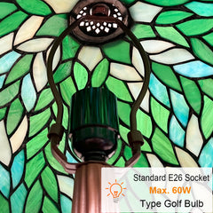 Tiffany Lamp Green Wisteria Stained Glass Table Lamp 19" Desk Light