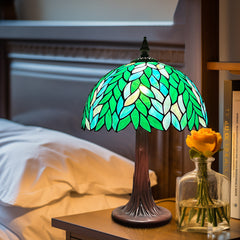 Tiffany Lamp Green Wisteria Stained Glass Table Lamp 19" Desk Light