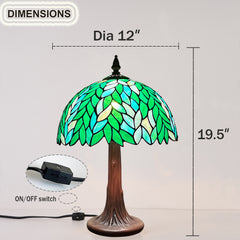 Tiffany Lamp Green Wisteria Stained Glass Table Lamp 19" Desk Light