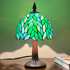Tiffany Table Lamp Small Green Wisteria Stained Glass Desk Light