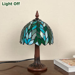 Tiffany Table Lamp Small Green Wisteria Stained Glass Desk Light