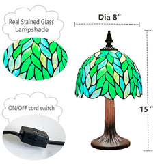 Tiffany Table Lamp Small Green Wisteria Stained Glass Desk Light