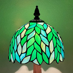Tiffany Table Lamp Small Green Wisteria Stained Glass Desk Light