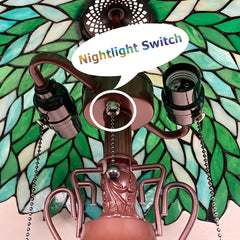COTOSS Tiffany Lamp 16" Green Wisteria Stained Glass Table Lamp 3-Lights