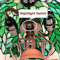 COTOSS Tiffany Lamp Green Wisteria Stained Glass Table Lamp 3-Lights
