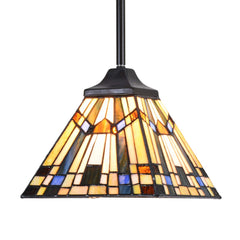 Capulina Tiffany Mini Pendant Light 8 Inch Wide Green Blue Style Stained Glass Hanging Lamp for Kitchen Island Dining Room Bar Hallway