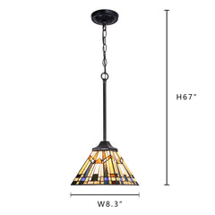 Capulina Tiffany Mini Pendant Light 8 Inch Wide Green Blue Style Stained Glass Hanging Lamp for Kitchen Island Dining Room Bar Hallway