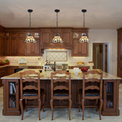 Capulina Tiffany Mini Pendant Light 8 Inch Wide Green Blue Style Stained Glass Hanging Lamp for Kitchen Island Dining Room Bar Hallway