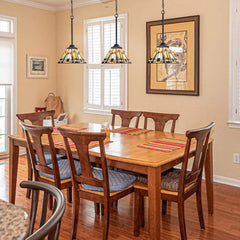 Capulina Tiffany Mini Pendant Light 8 Inch Wide Green Blue Style Stained Glass Hanging Lamp for Kitchen Island Dining Room Bar Hallway