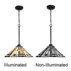 Capulina Tiffany Pendant Light Fixtures 12 Inch Wide Green Blue Style Stained Glass Hanging Lamp Decor for Kitchen Island Dining Room Bar Hallway Study