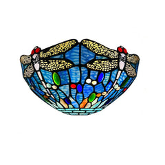Capulina Tiffany Wall Sconces 12 Wide Stained Glass Vintage Dragonfly Style Wall Light for Hallway Stairway Bedroom