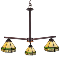 Capulina Tiffany Chandeliers Pendant Light 3-Light Retro Simple Cream Style Stained Glass Hangings Light for Living Dining Room Foyer Farmhouse