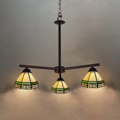 Capulina Tiffany Chandeliers Pendant Light 3-Light Retro Simple Cream Style Stained Glass Hangings Light for Living Dining Room Foyer Farmhouse