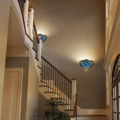 Capulina Tiffany Wall Sconces 12 Wide Stained Glass Vintage Dragonfly Style Wall Light for Hallway Stairway Bedroom