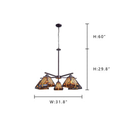 Capulina Tiffany Chandeliers 5-Light Stained Glass Antique Style Pendant Light